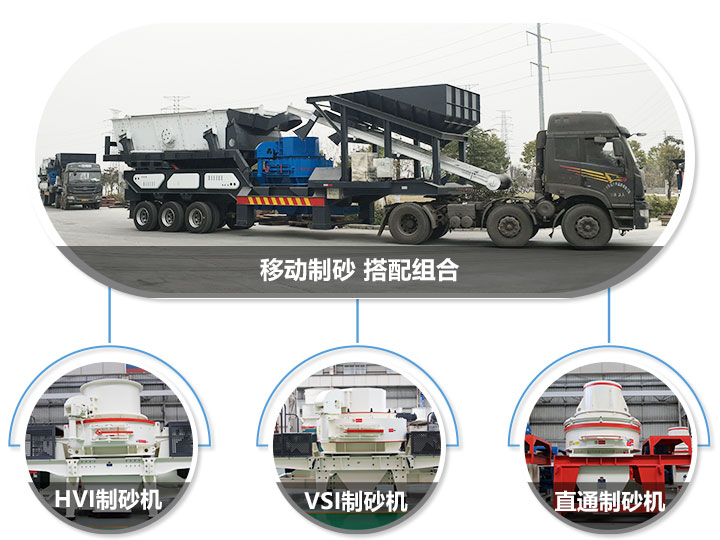 移動破碎站可搭配的制砂機(jī)，HVI制砂機(jī)，VSI制砂機(jī)，直通沖擊式制砂機(jī)